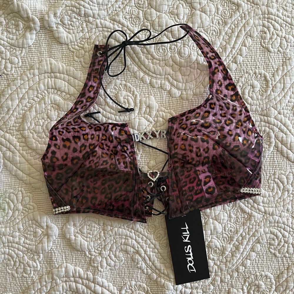 Dolls Kill Yung Reaper Catty N’ Bratty Leopard Top
